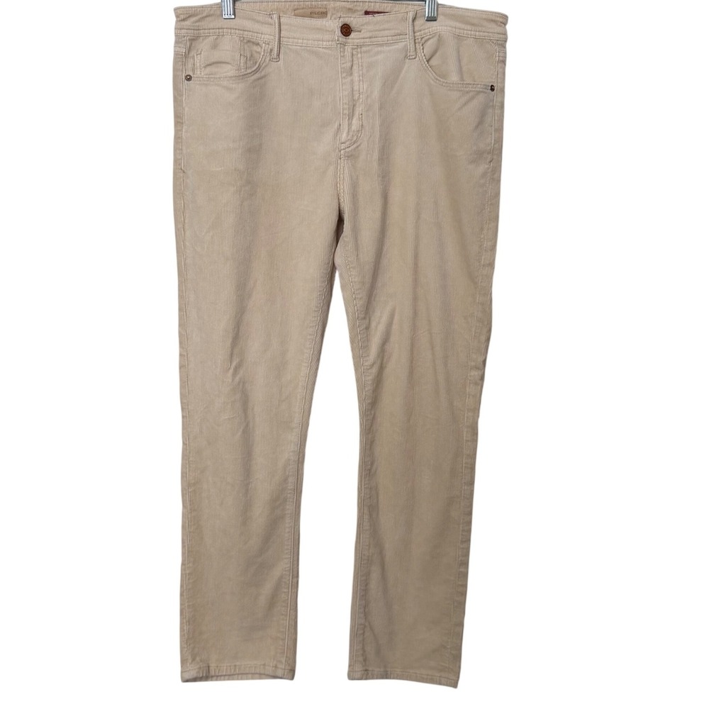 Anthropologie Pilcro Cream White Boyfriend Slim‎ Corduroy Ankle Pants Womens 32